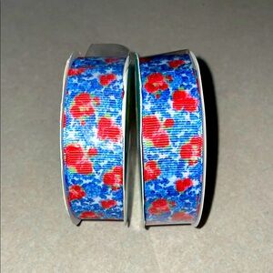 ☘️ 2 Rolls Pioneer Woman Heritage Blue and Red Floral 7/8” Grosgrain Ribbon